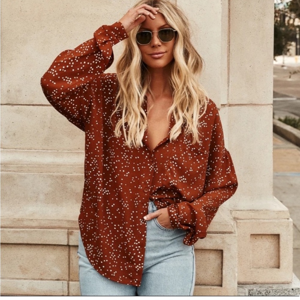 12th Tribe X Salty Blonde Polka Dot Blouse